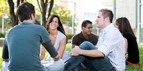 Students relaxing outside